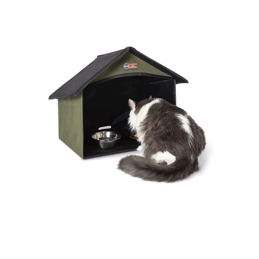 K&h Pet Products Outdoor Kitty Dining Room Outdoor Cat Shelter for Food & Water,
